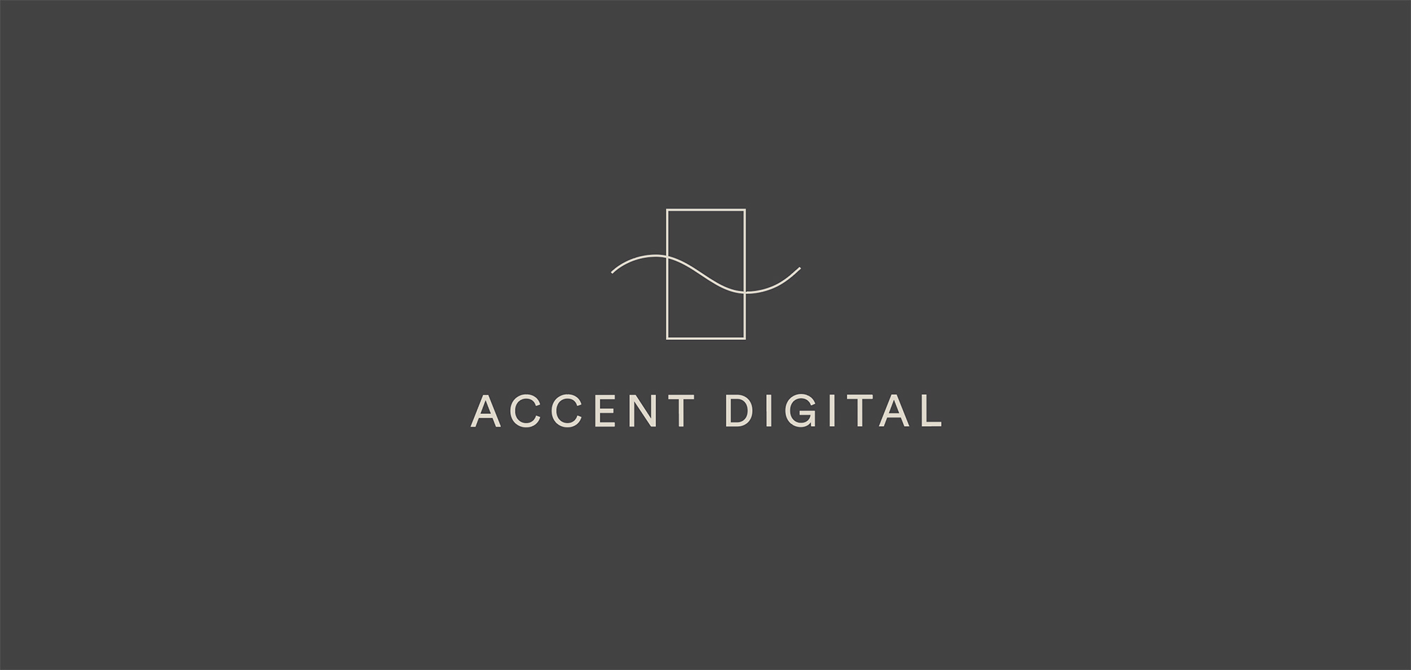 Nouveau logo d'Accent Digital en version verticale sur fond gris foncé conçu par Atelier480