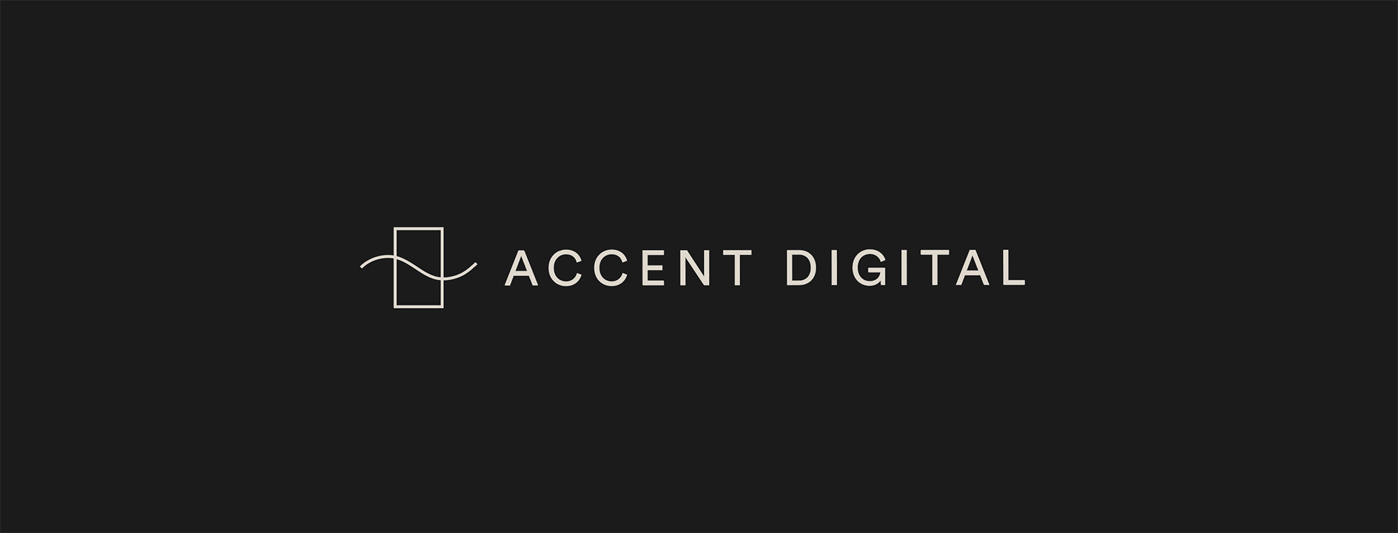 Nouveau logo d'Accent Digital en version horizontale sur fond noir conçu par Atelier480