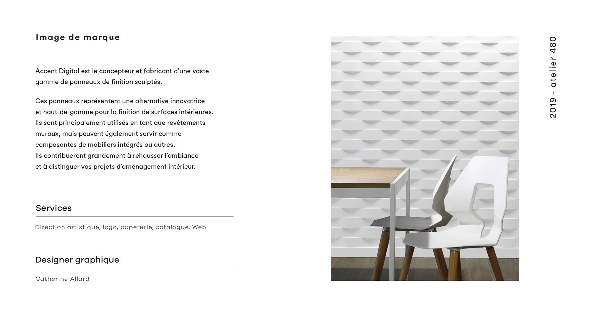 Texte explicatif de la nouvelle image de marque d'Accent Digital avec une photo d'ambiance sur fond blanc