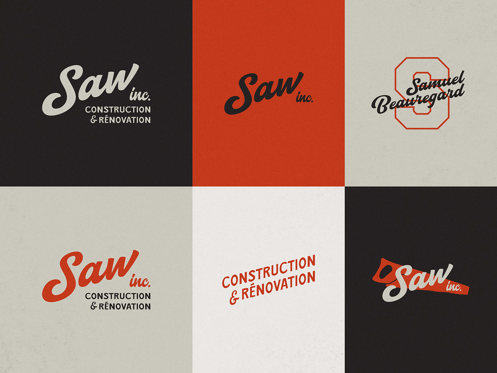 ensemble de logos, déclinaisons graphiques pour l'univers identitaire SAW inc.