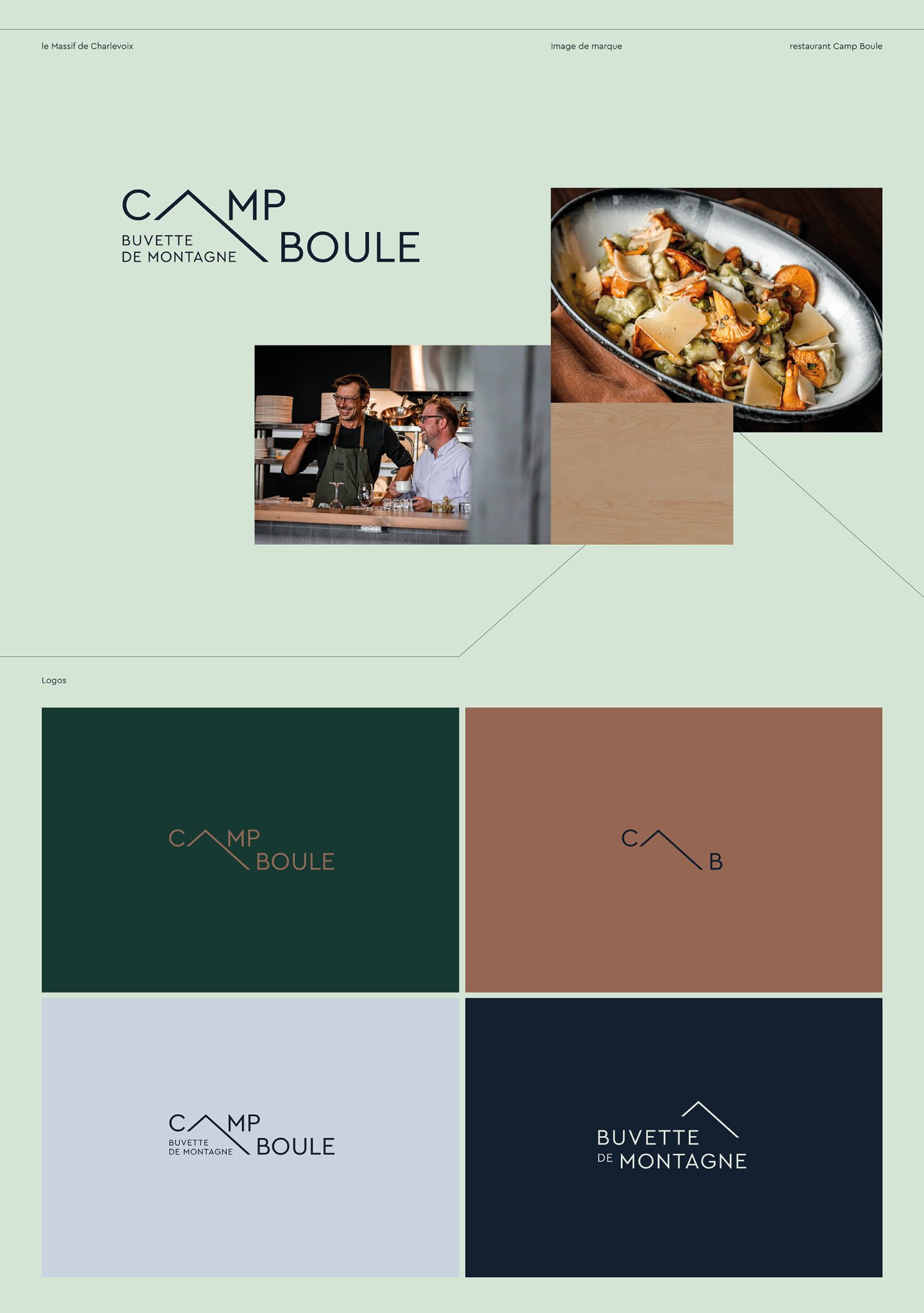 Nouveau restaurant Camp Boule. Image de marque et logos, introduction