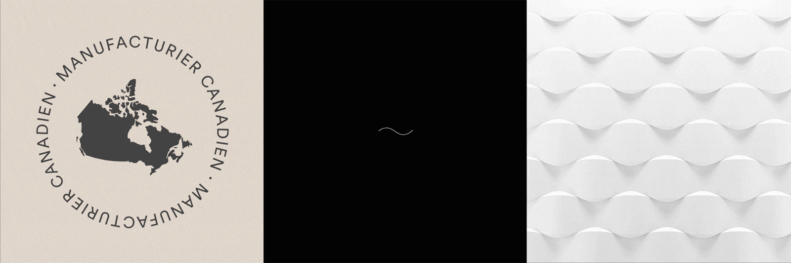Trois image de l'univers graphique d'Accent Digital, icône sur fond noir, texture et logo conçu par Atelier480